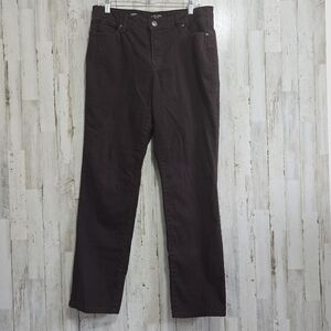 Nine West Jeans Brown Marilyn Paisley Straight Leg Bling Size 12 Missy